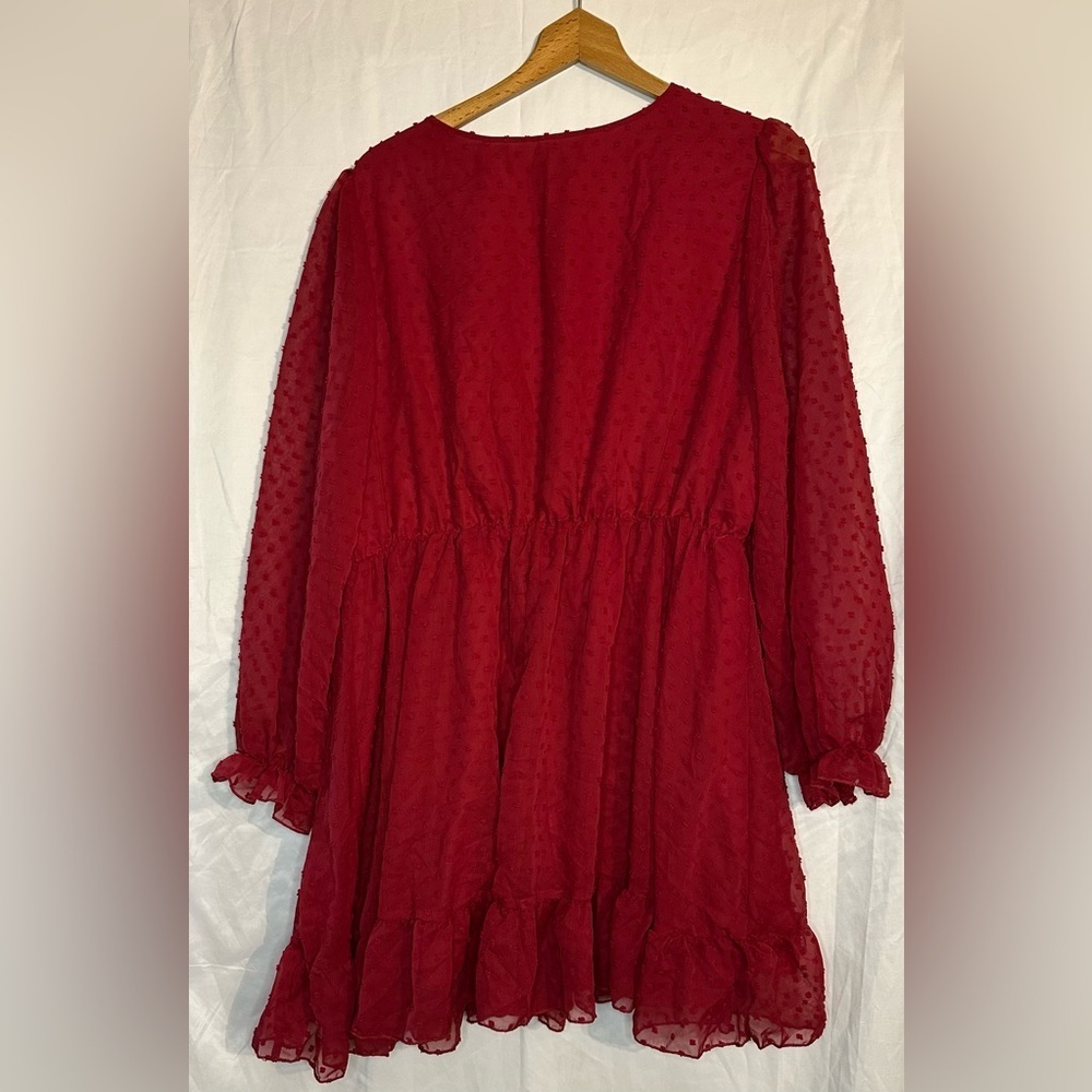SHEIN Curve Women’s Red V-Neck Long Sleeve Dress size 2XL - Picture 5 of 11